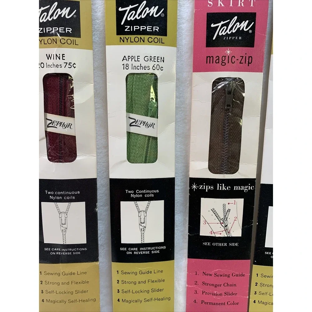 Vintage Lot of 14 Zippers Talon Unique Commar Assorted Colors &‎ Sizes NIP NOS